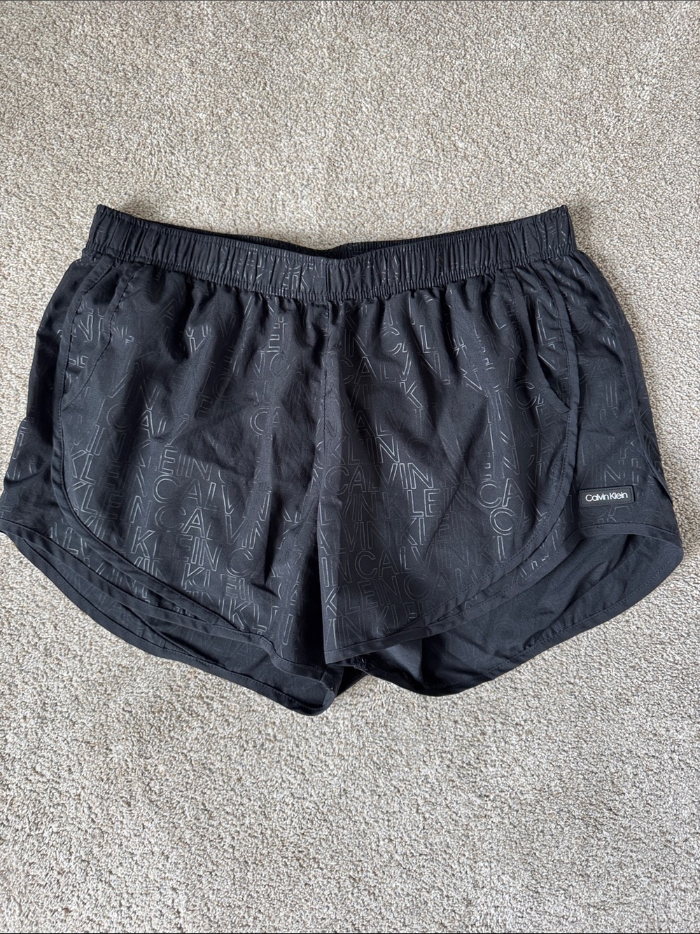 Calvin Klein Black Tonal Logo Athletic Shorts